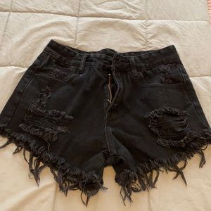 Ripped jean shorts